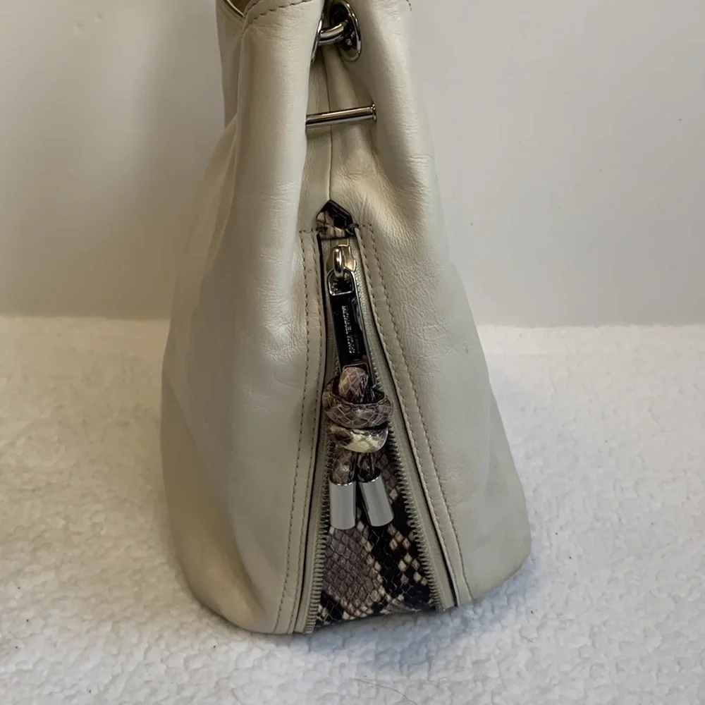 MICHAEL Kors Isabel Convertible Shoulder Ecru Ivory python large Leather bag